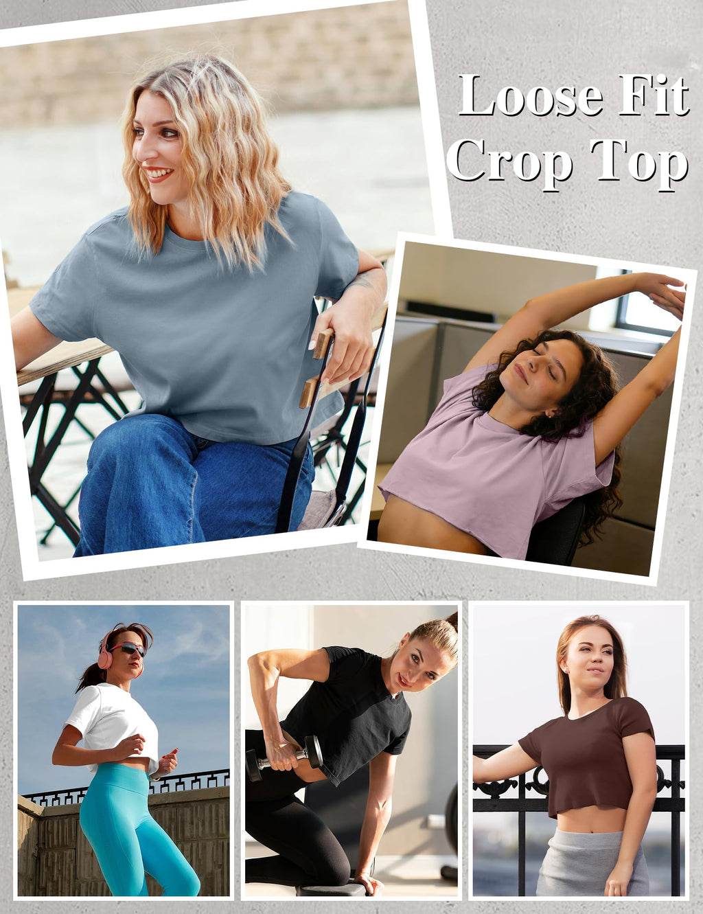 Oversized Cropped Tee – Relaxed-Fit Short Sleeve Crew Neck for Gym & Street