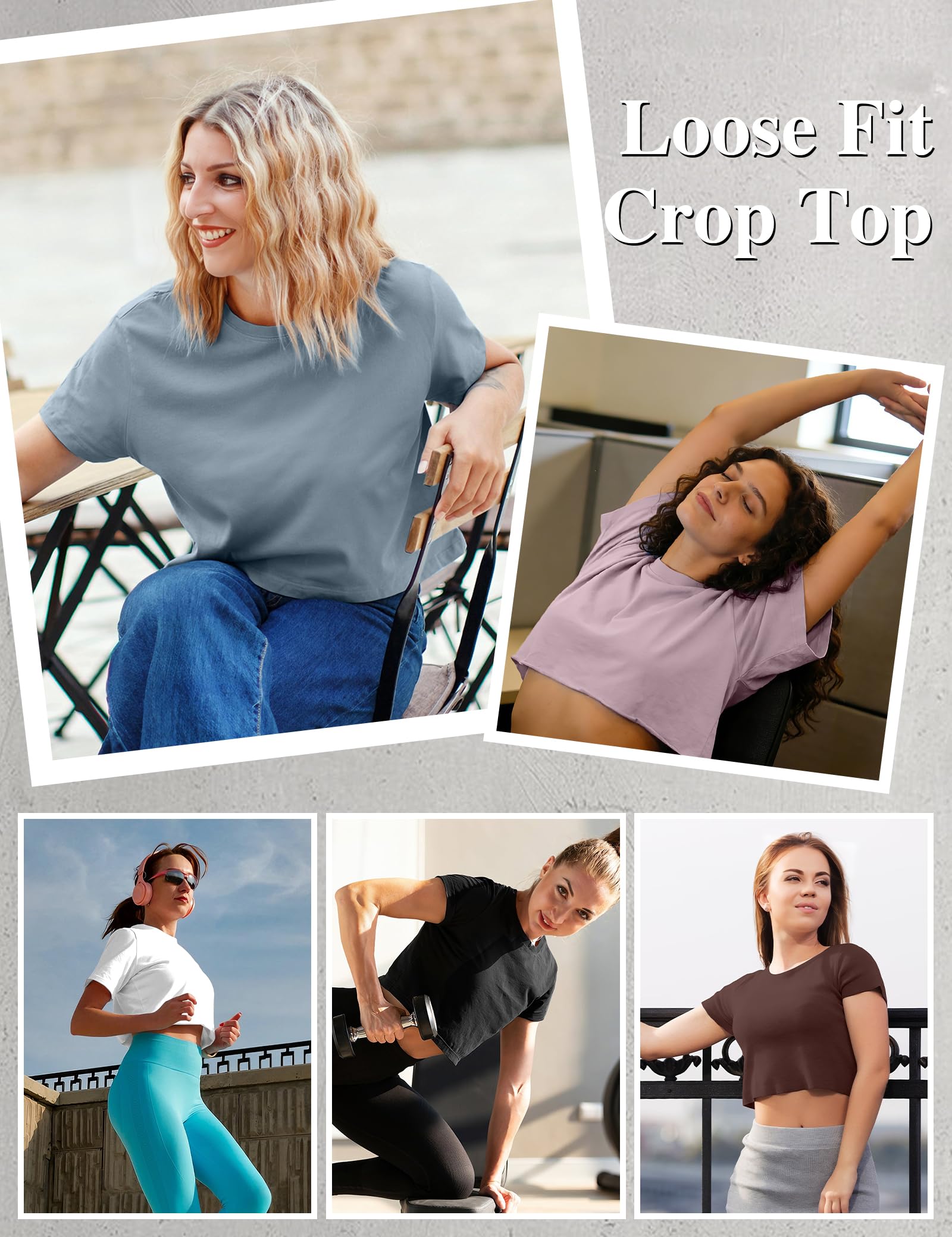 Oversized Cropped Tee – Relaxed-Fit Short Sleeve Crew Neck for Gym & Street