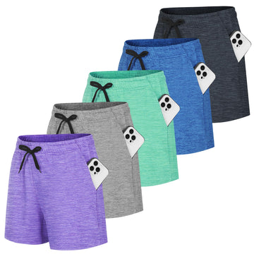 Women's 5-Pack Quick Dry Athletic Shorts with Pockets