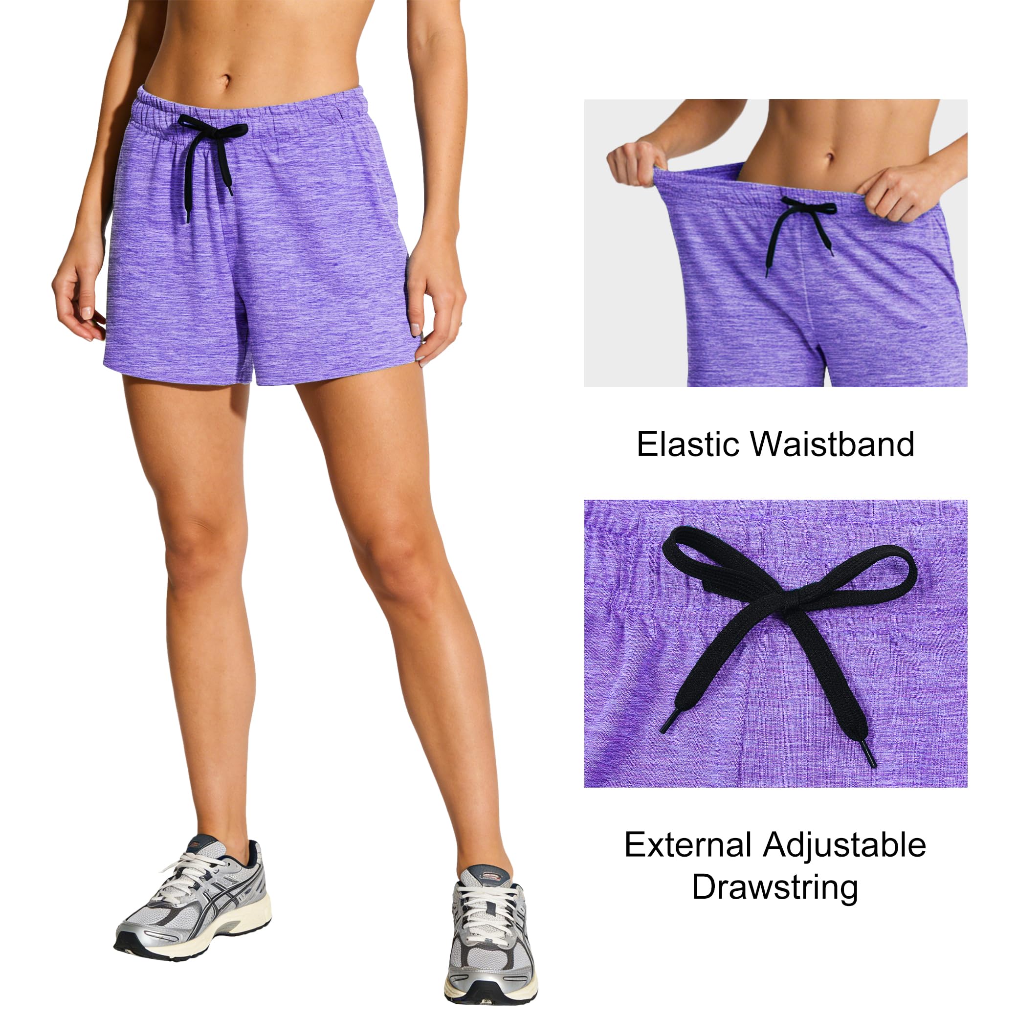 Women's 5-Pack Quick Dry Athletic Shorts with Pockets