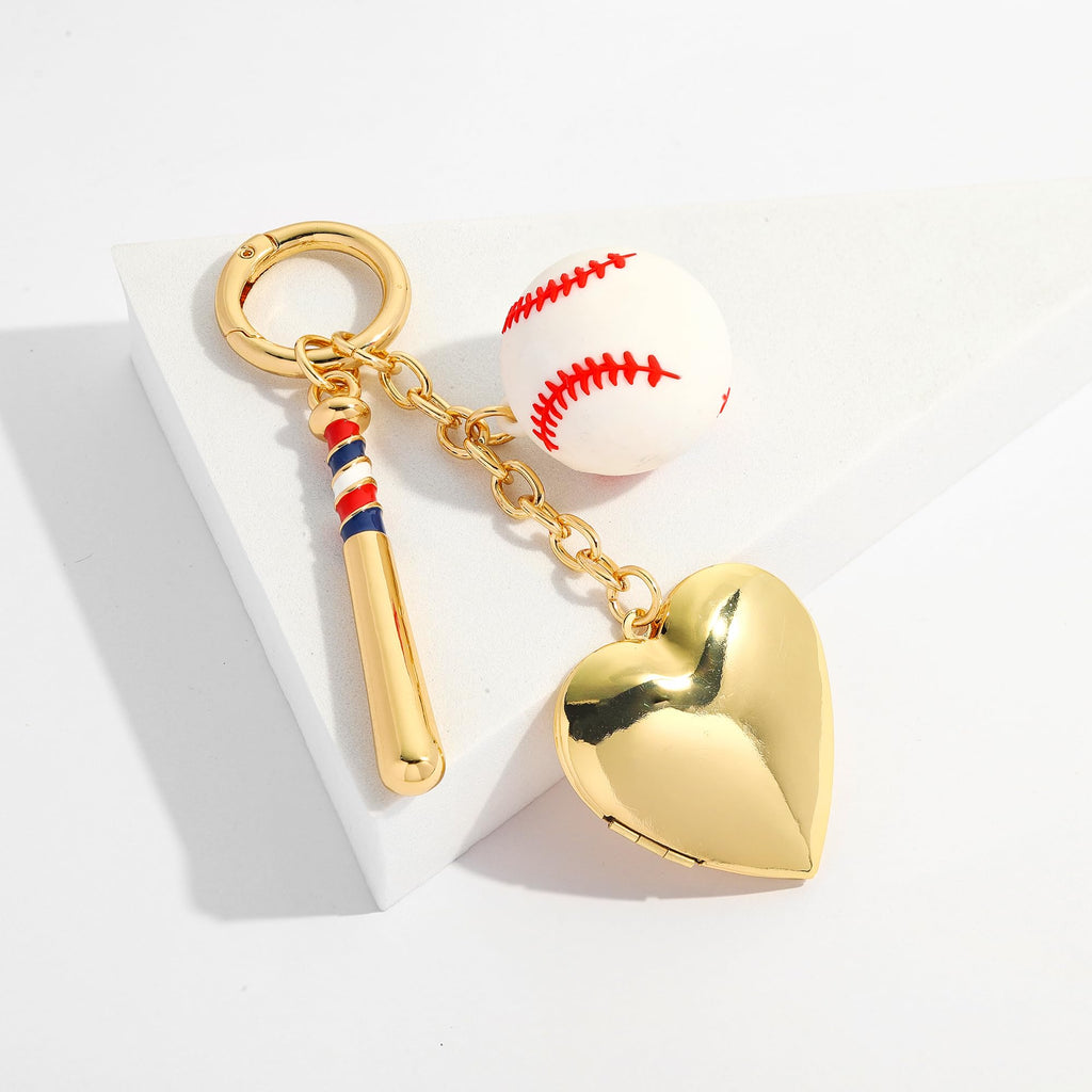 Sports Fan Keychain Bag Charm with Tennis Racket and Ball Design