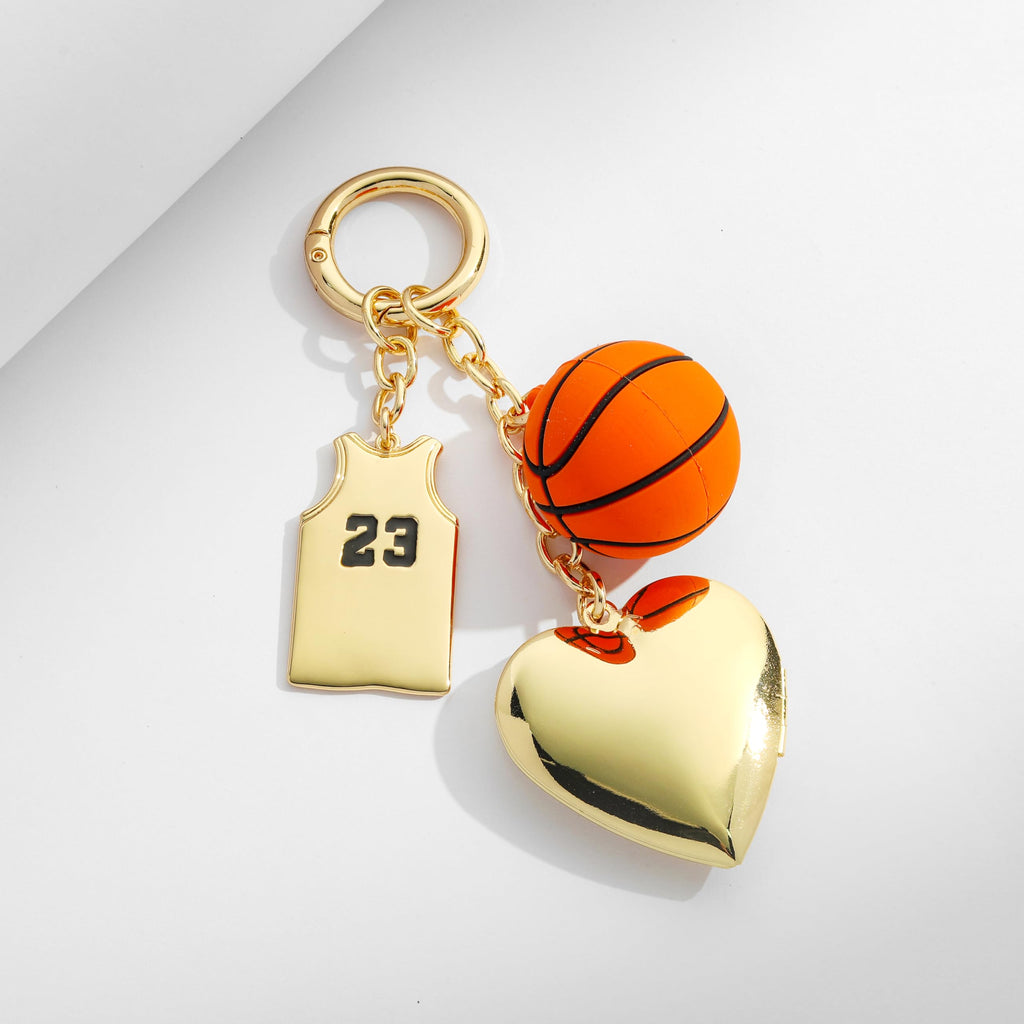 Sports Fan Keychain Bag Charm with Tennis Racket and Ball Design