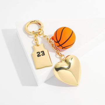 Sports Fan Keychain Bag Charm with Tennis Racket and Ball Design