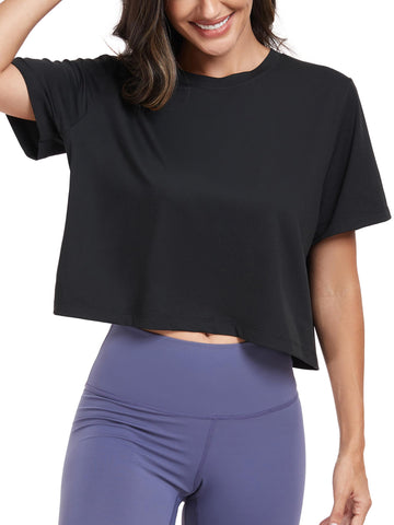 Women's Loose Fit UPF50+ Breathable Cropped Workout Top