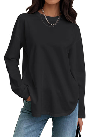 Women's Oversized Long Sleeve Crew Neck Tunic Top