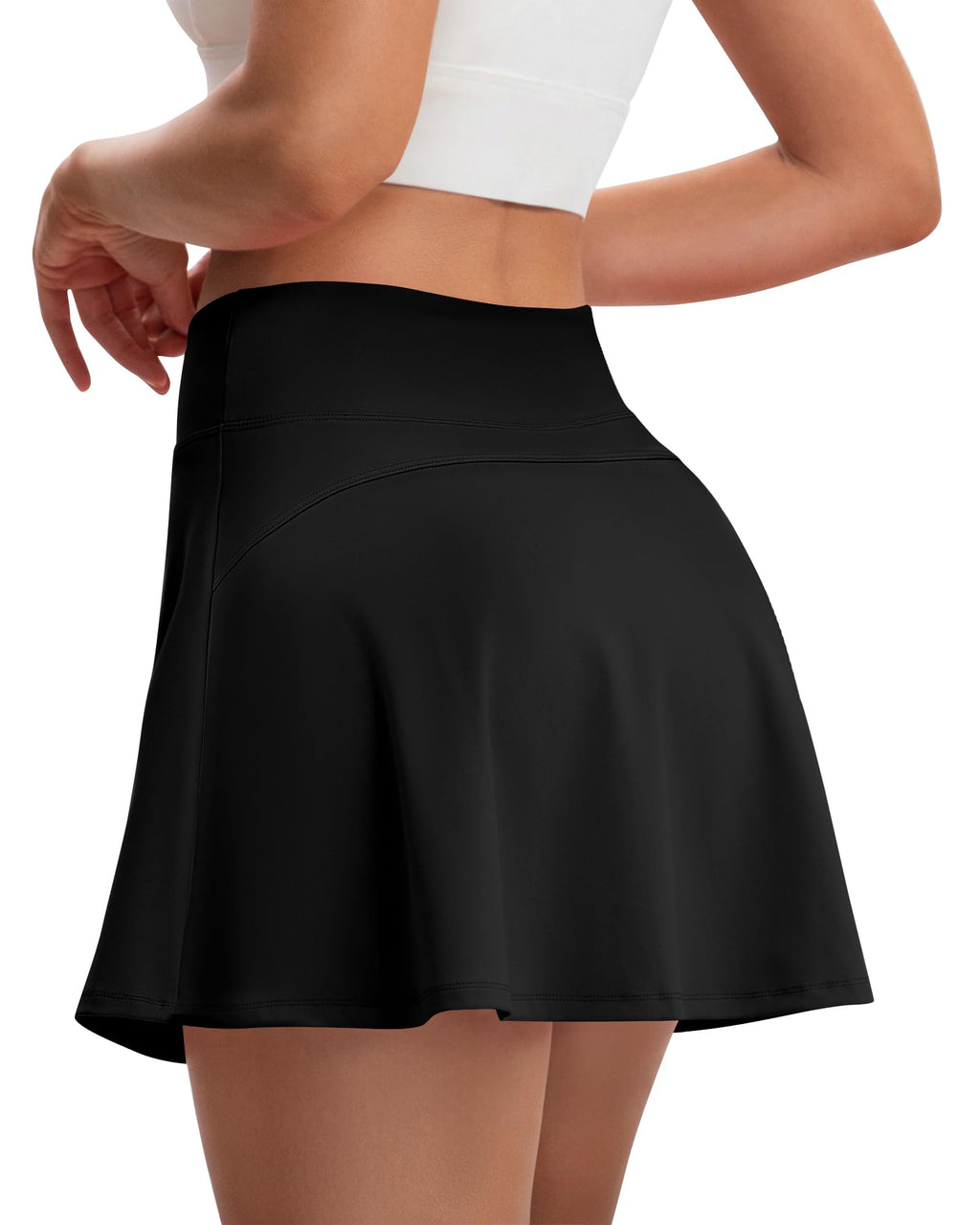 Women's High Waist A-Line Skort with Pockets and Built-in Shorts