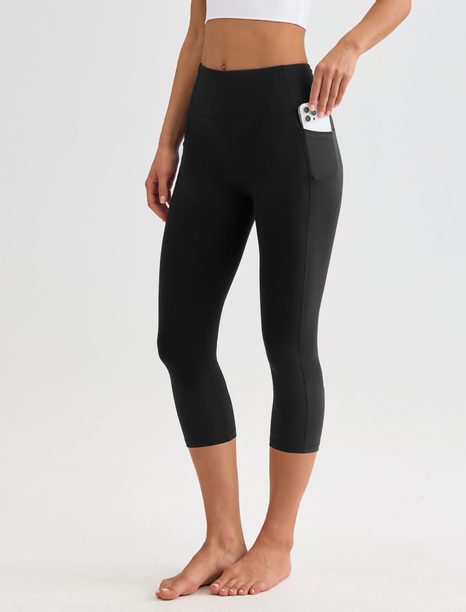 Women's High Waisted Capri Leggings with Pockets