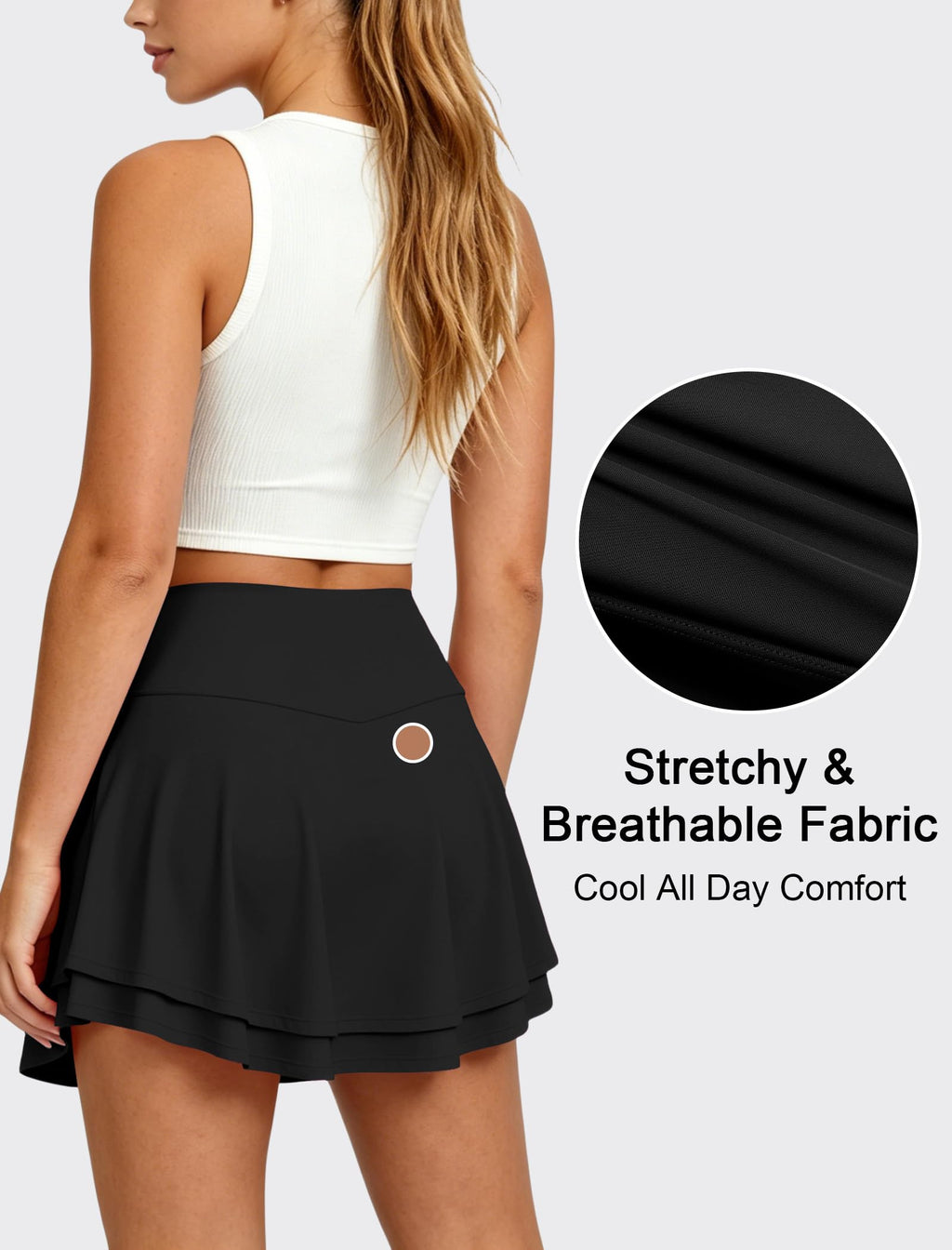 Women's Mini Tennis Skirt with Built-in Shorts and Pockets