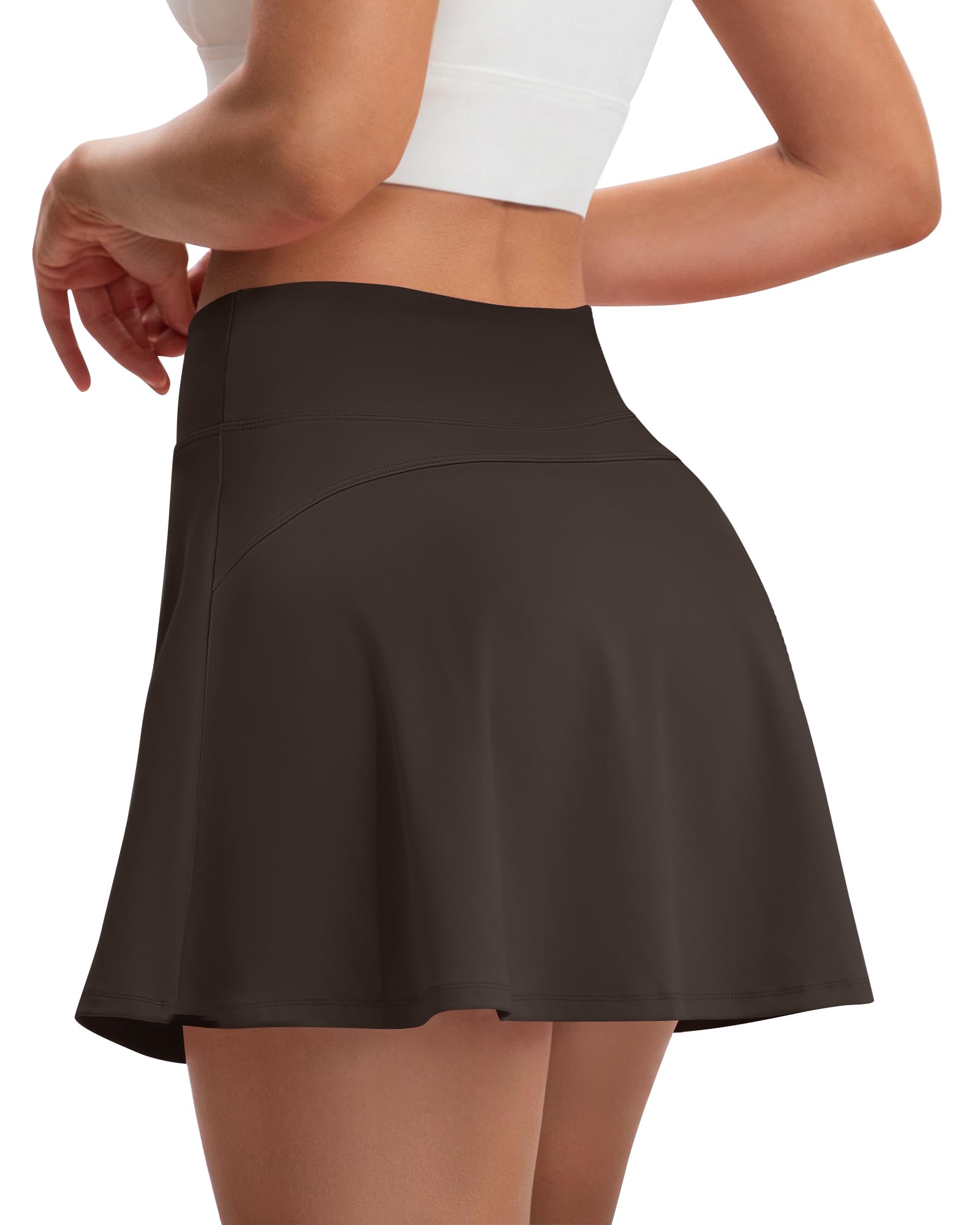 Women's High Waist A-Line Skort with Pockets and Built-in Shorts