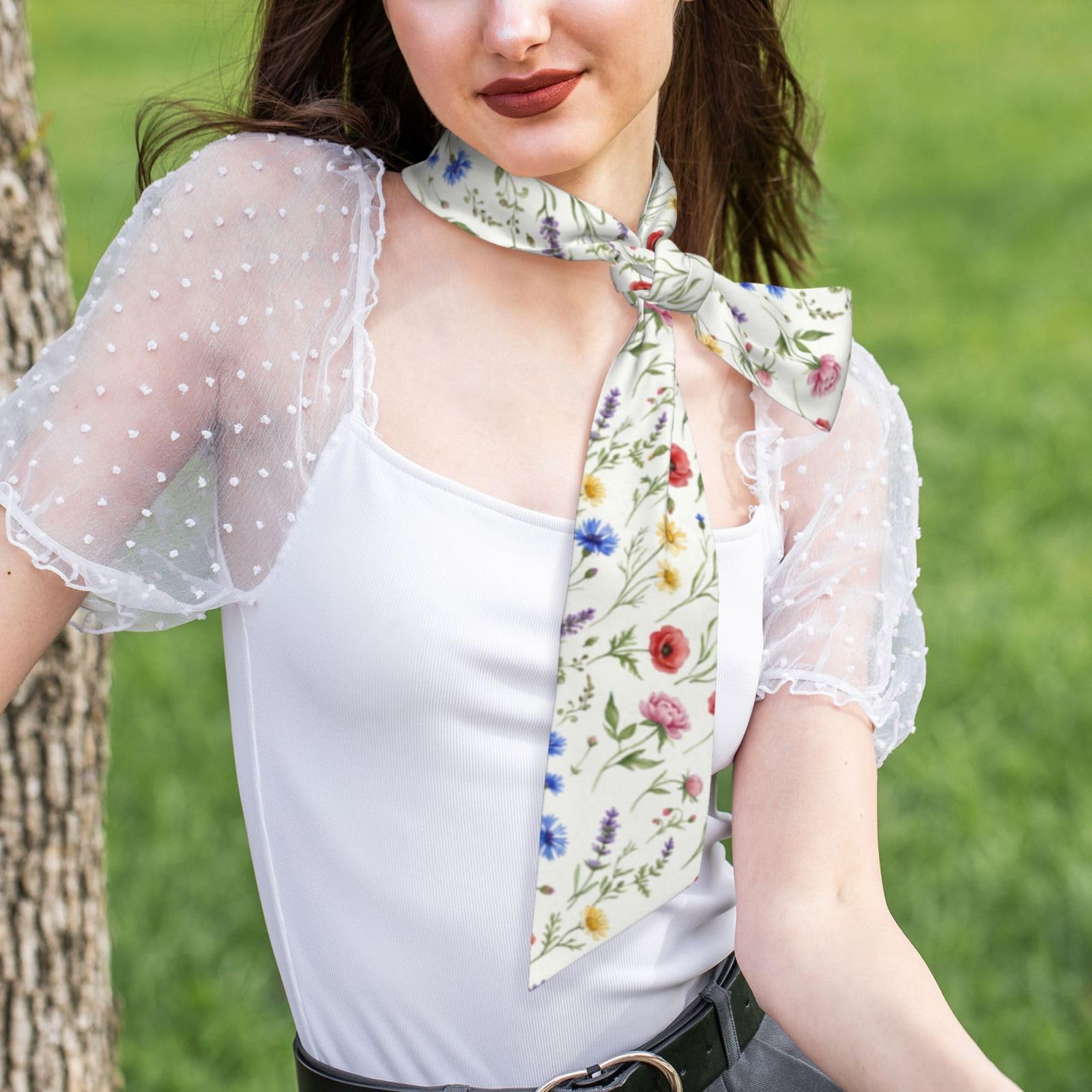 Women's Silky Long Thin Satin Scarf for Bags, Hair, and Neck