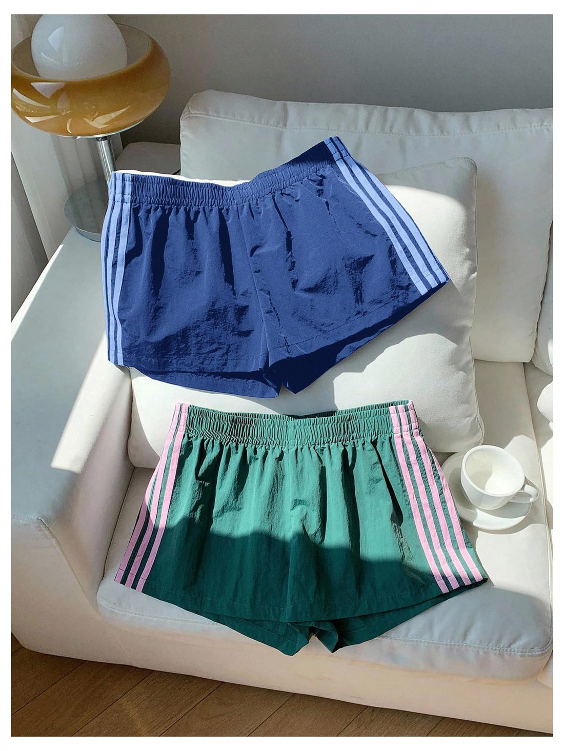 Women's 2-Pack Striped Wide Leg Athletic Shorts