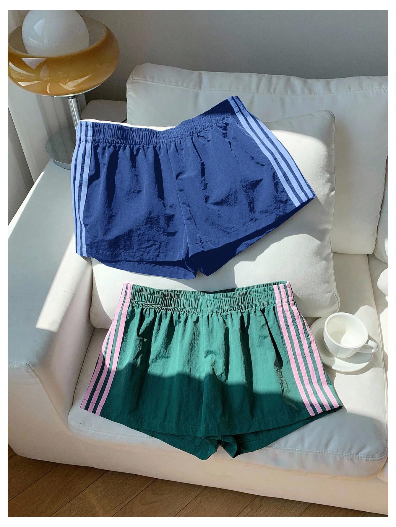 Women's 2-Pack Striped Wide Leg Athletic Shorts