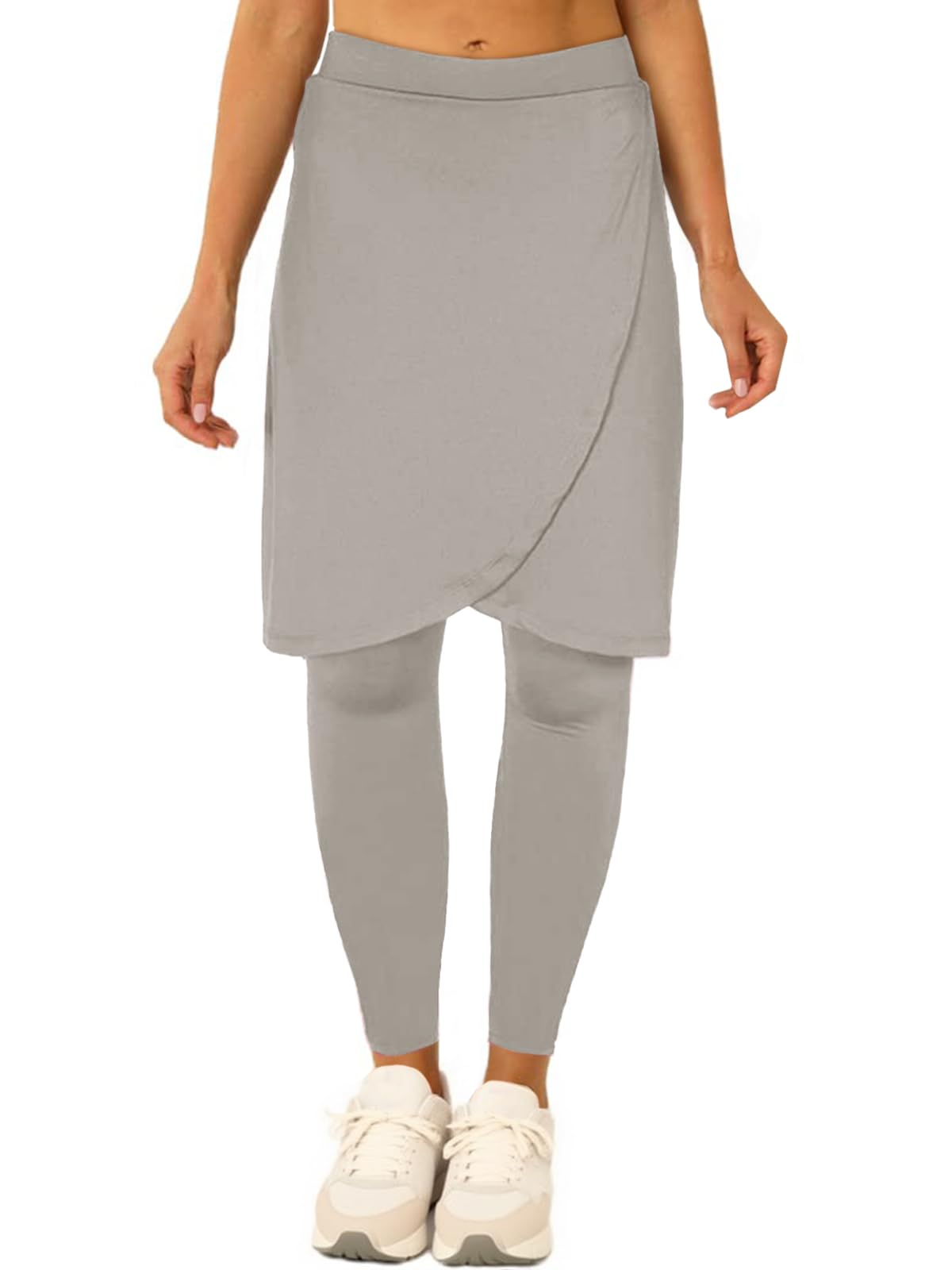 Women's Knee Length Athletic Skirt with Full-Length Leggings and Pocket