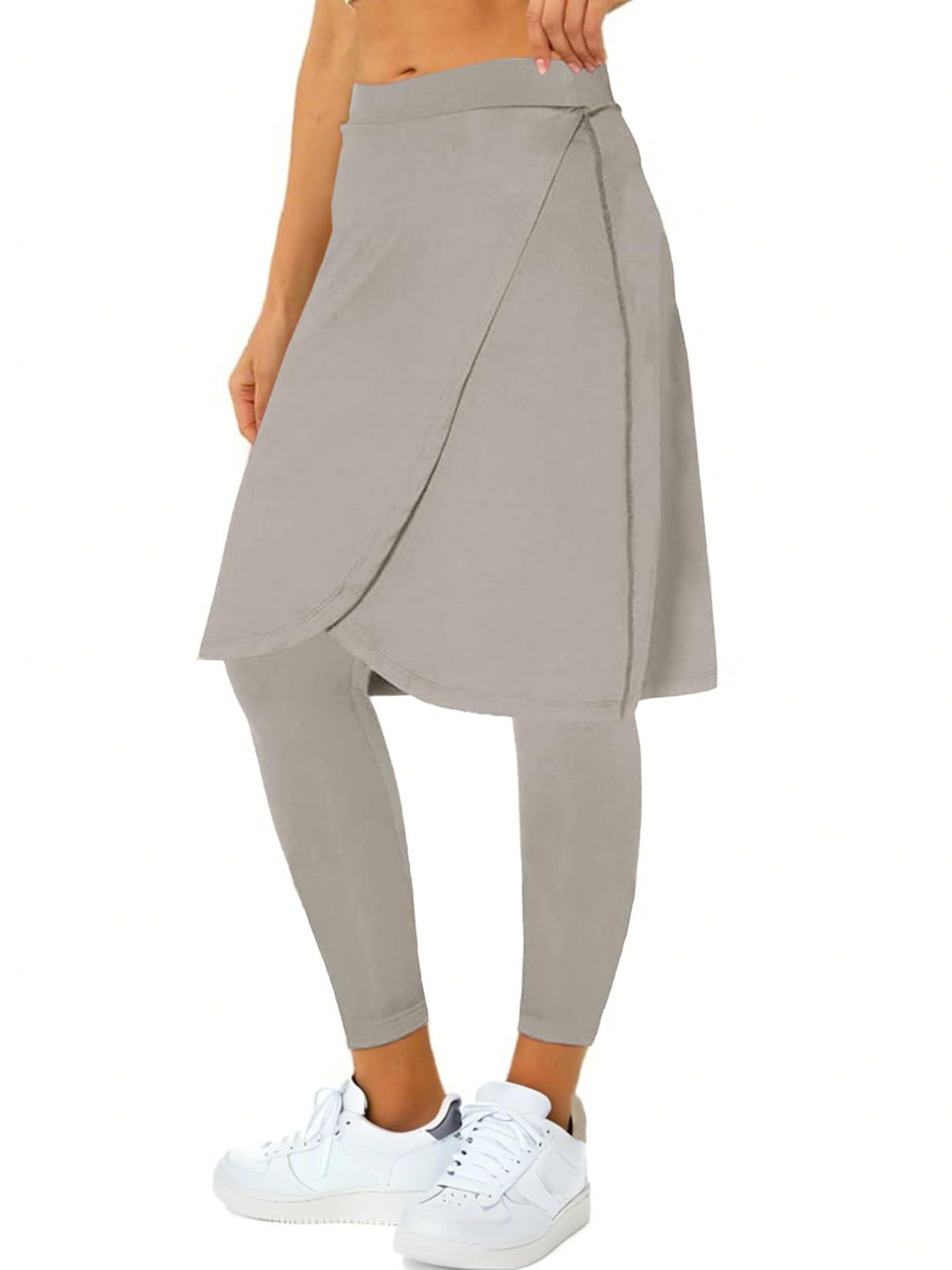 Women's Knee Length Athletic Skirt with Full-Length Leggings and Pocket