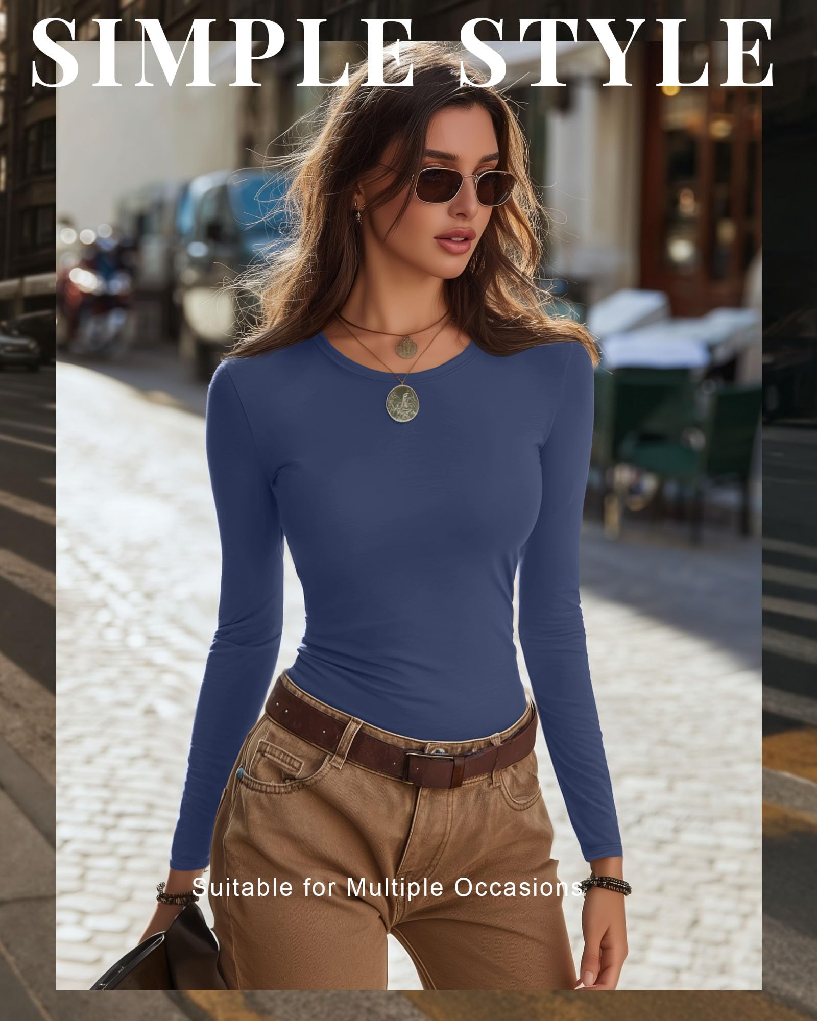 Women‘s  Long Sleeve Crew Neck Slim Fit Tops