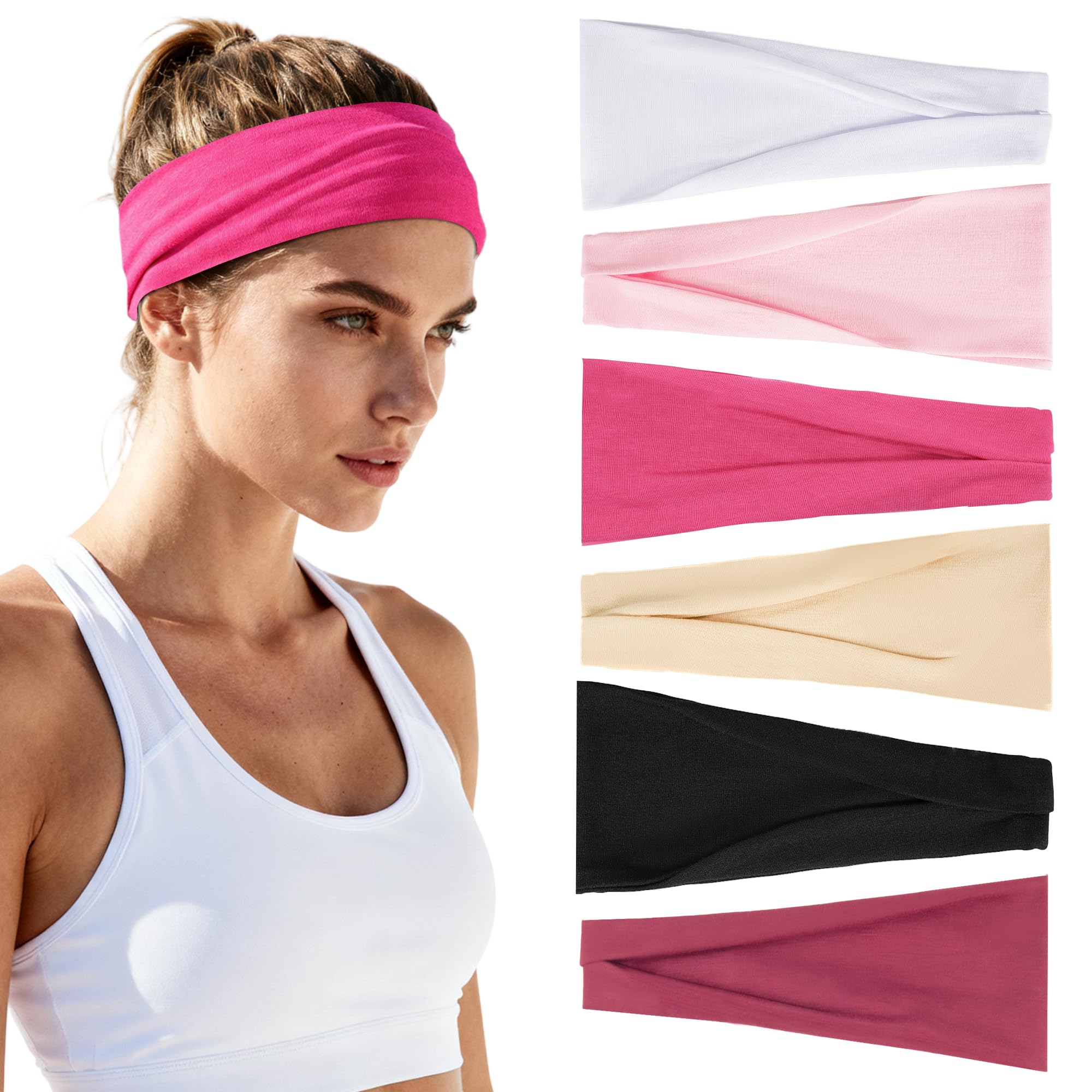 Women's 6-Pack Non-Slip Workout Headbands