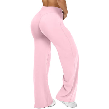 Women's High Waisted Wide Leg Yoga Pants with Straight Leg Cut