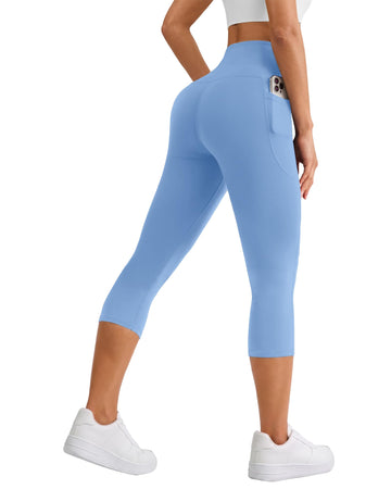 Women's High Waisted Capri Leggings with Pockets