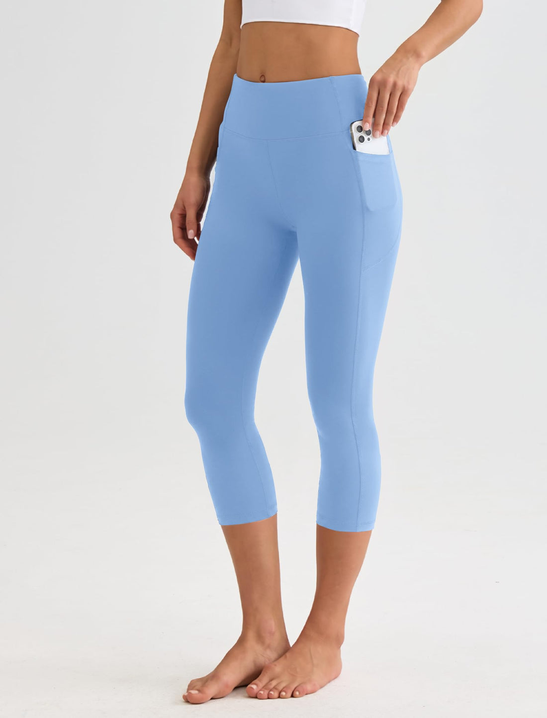 Women's High Waisted Capri Leggings with Pockets