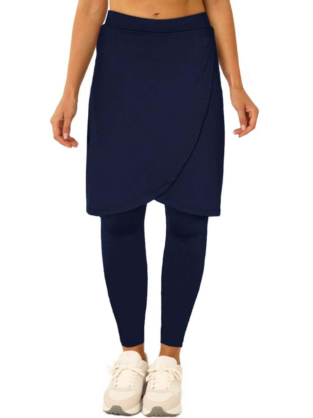 Women's Knee Length Athletic Skirt with Full-Length Leggings and Pocket