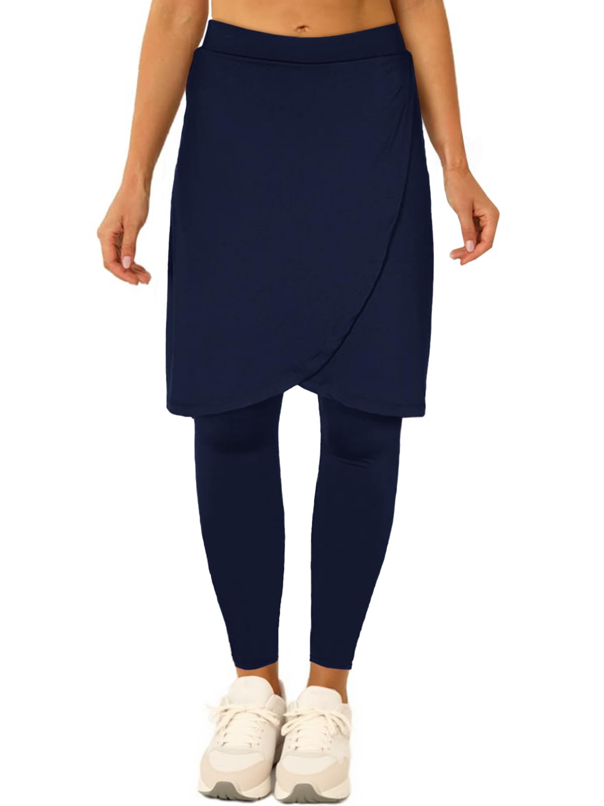 Women's Knee Length Athletic Skirt with Full-Length Leggings and Pocket