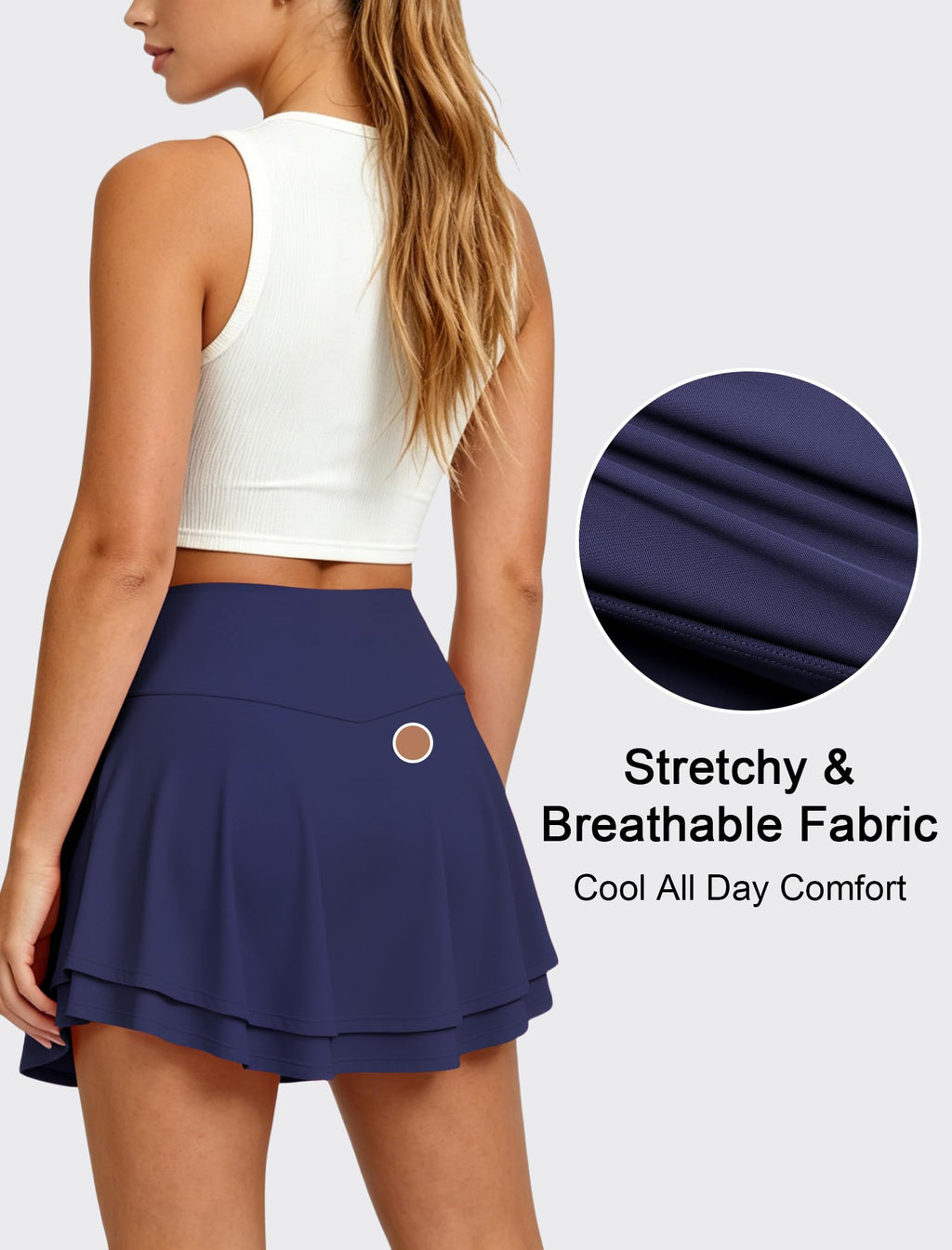 Women's Mini Tennis Skirt with Built-in Shorts and Pockets