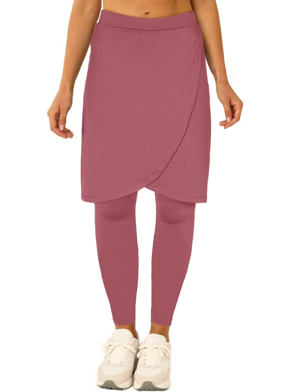 Women's Knee Length Athletic Skirt with Full-Length Leggings and Pocket