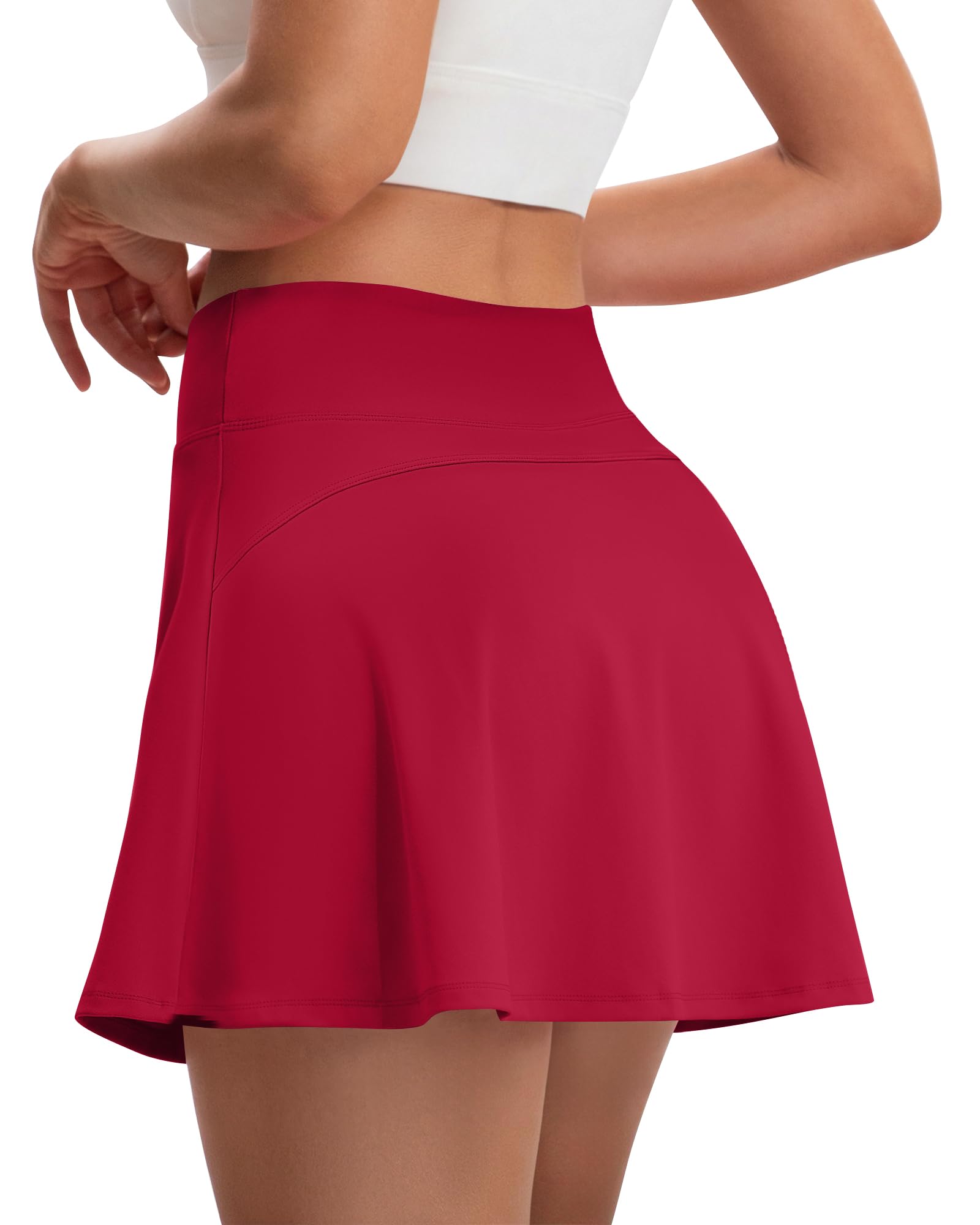 Women's High Waist A-Line Skort with Pockets and Built-in Shorts