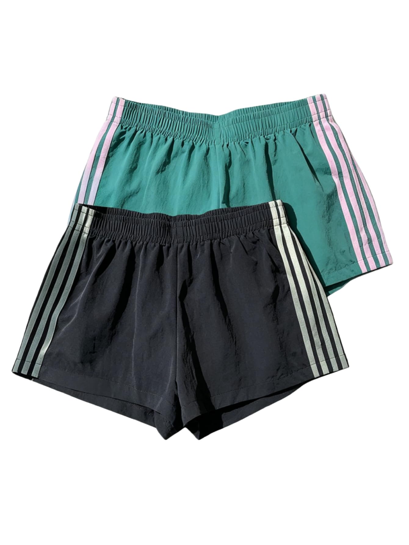 Women's 2-Pack Striped Wide Leg Athletic Shorts