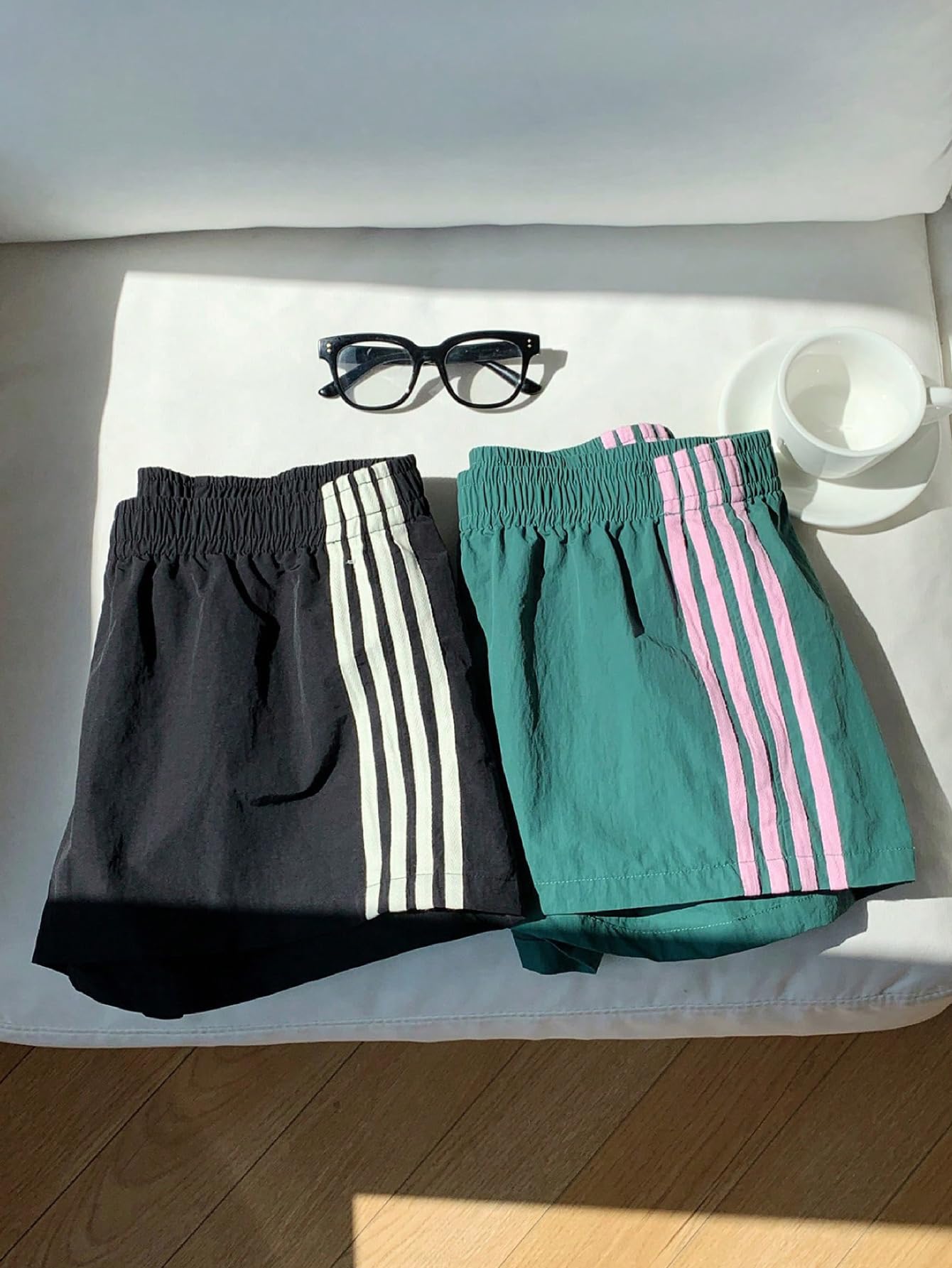 Women's 2-Pack Striped Wide Leg Athletic Shorts