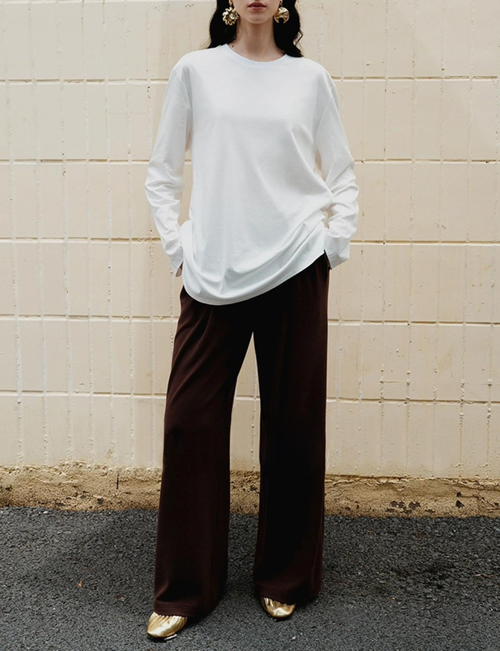 Women's Oversized Long Sleeve Crew Neck Tunic Top