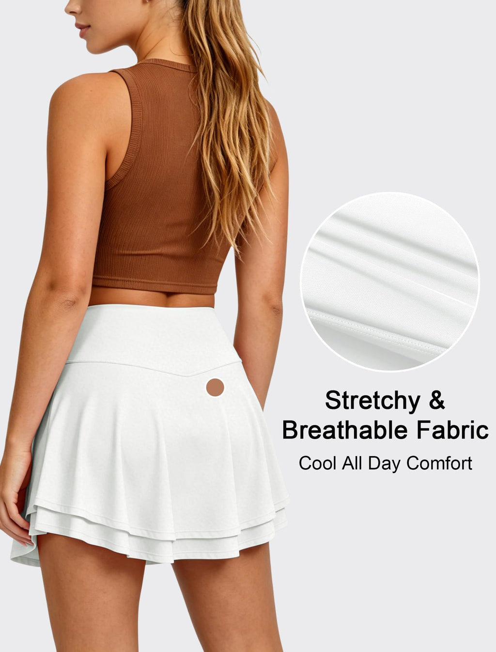 Women's Mini Tennis Skirt with Built-in Shorts and Pockets