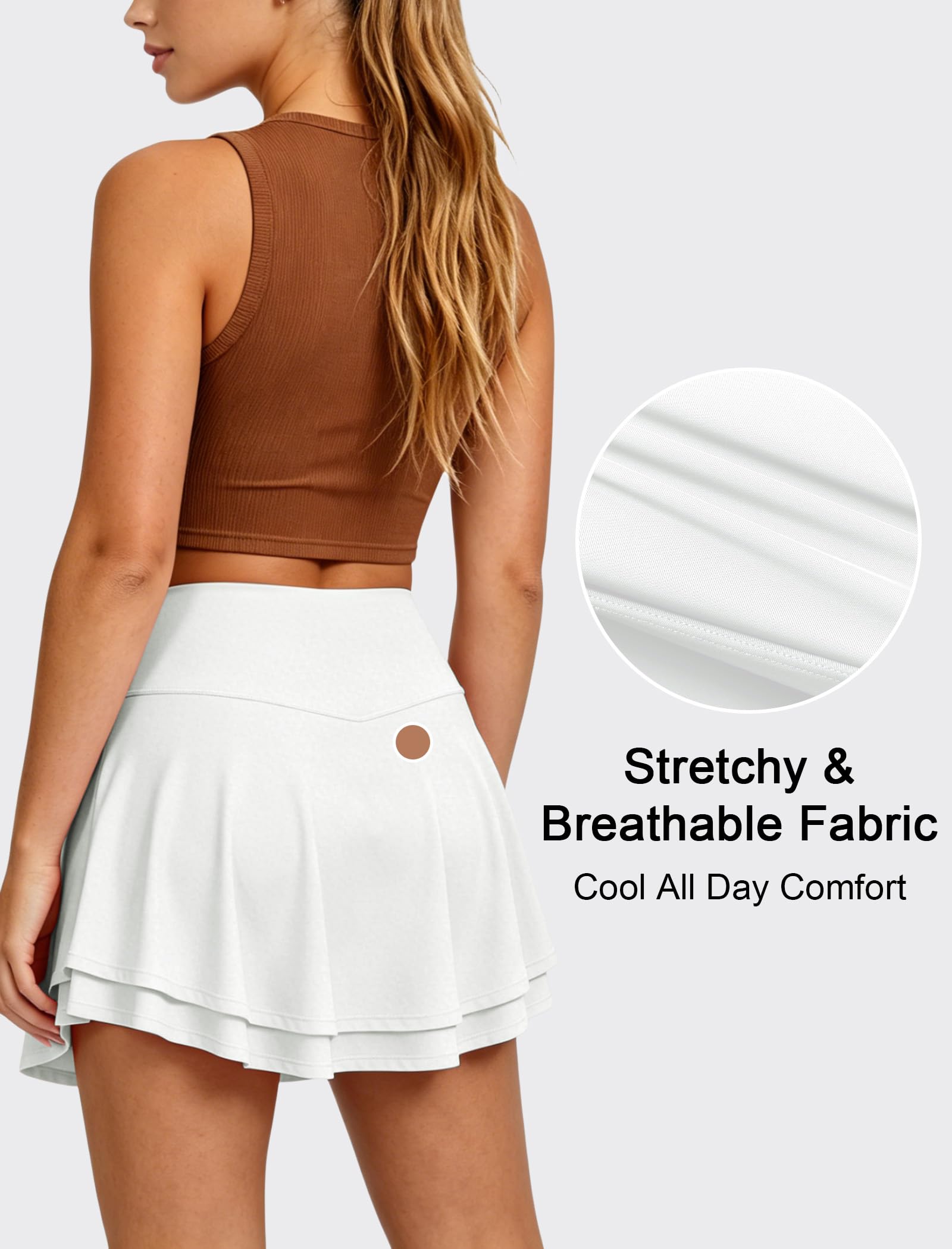 Women's Mini Tennis Skirt with Built-in Shorts and Pockets