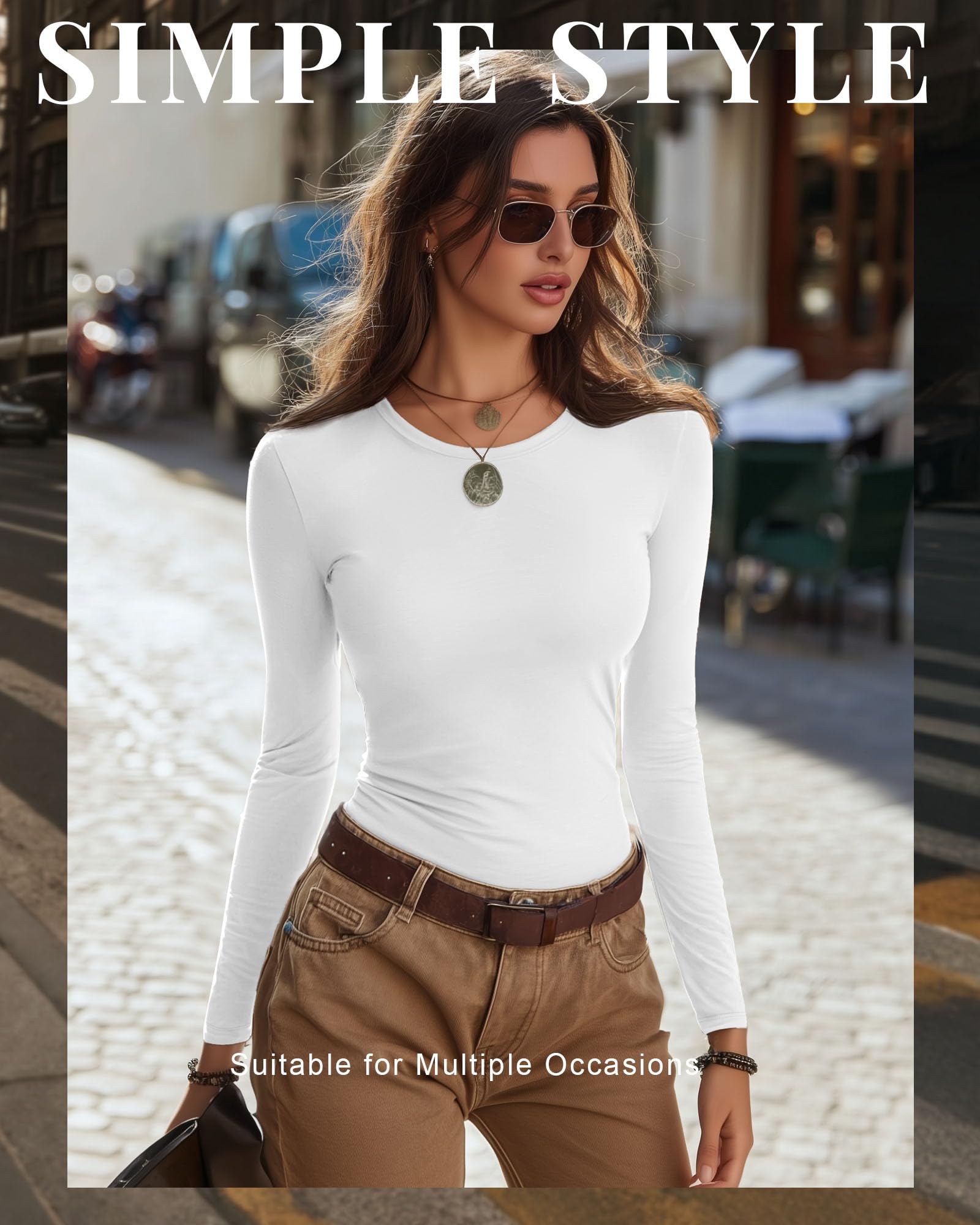Women‘s  Long Sleeve Crew Neck Slim Fit Tops